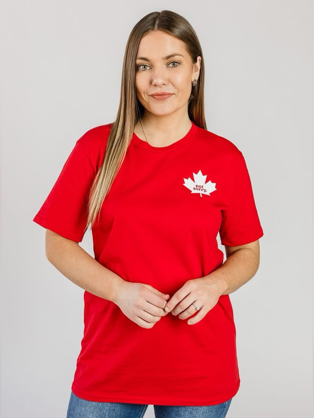 Not Sorry Canada Tee (NWOT)🍒 Red, Size Small